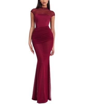 Miss Circle Fabienne Mesh Cap Sleeve Mermaid Gown