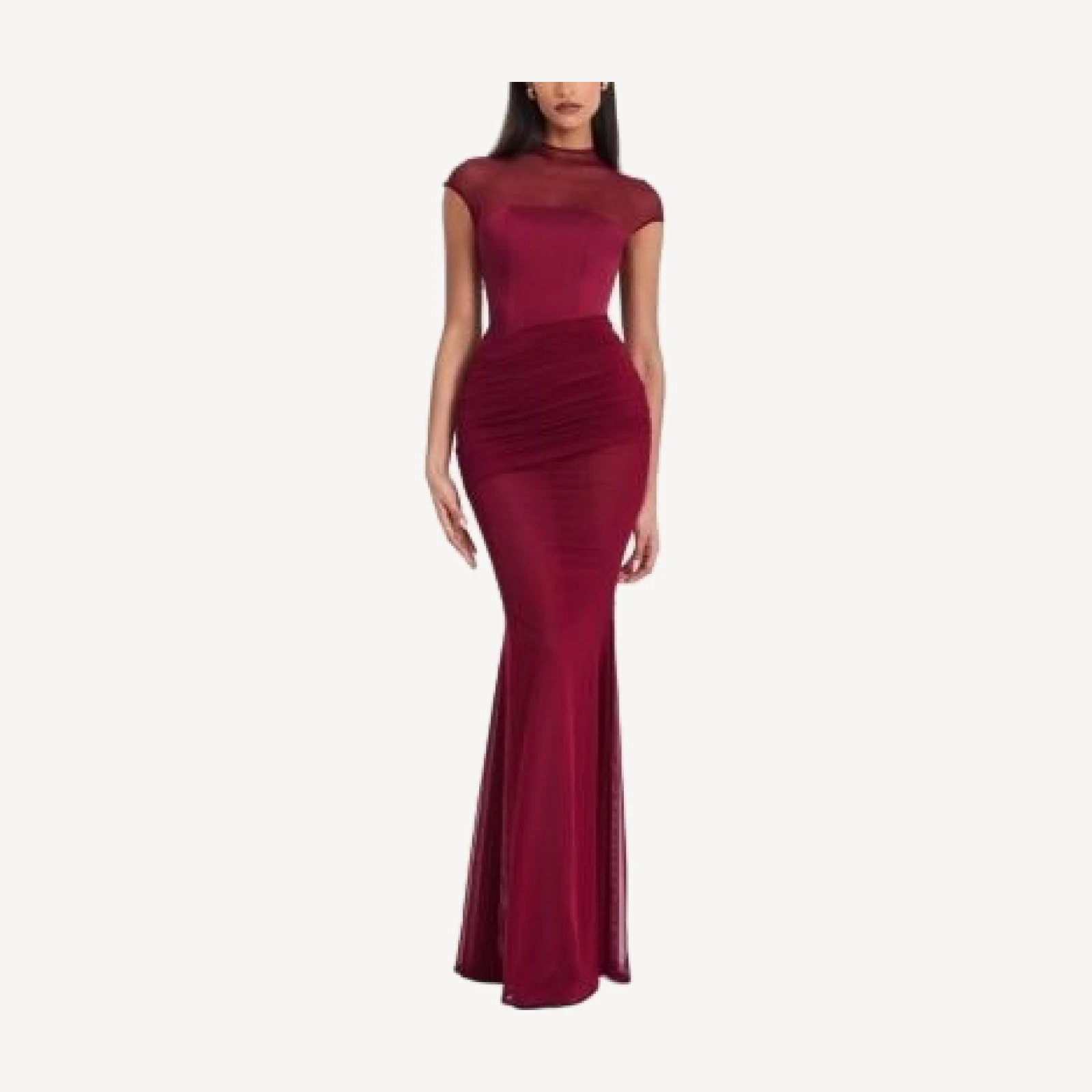 Miss Circle Fabienne Mesh Cap Sleeve Mermaid Gown
