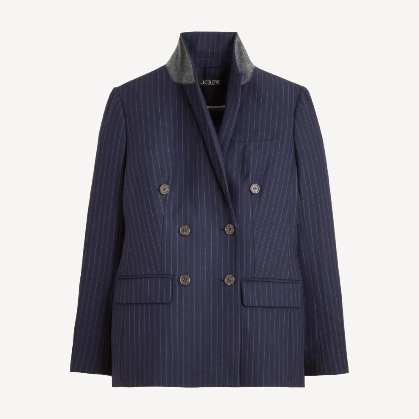 Double-breasted blazer in pinstriped wool blend