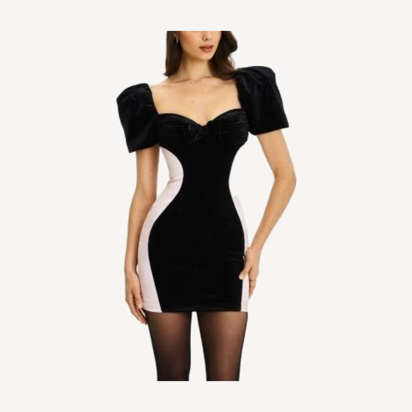 Miss Circle Nova Contoured Sweetheart Puff Sleeve Mini Dress
