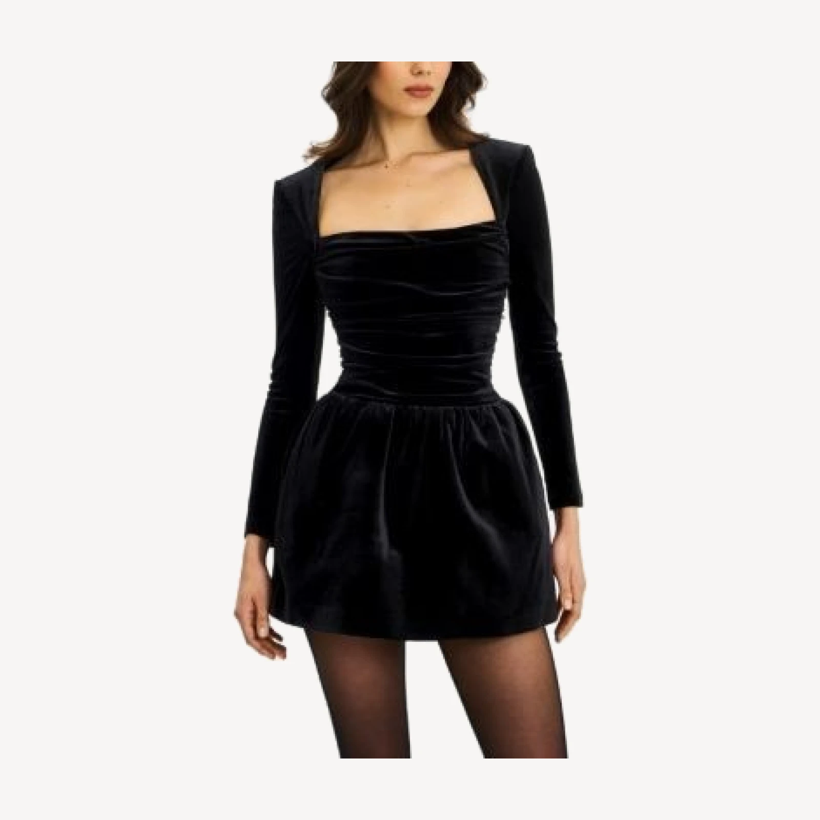 Miss Circle Catrina Velvet Square Neck Bow-Tie Mini Dress