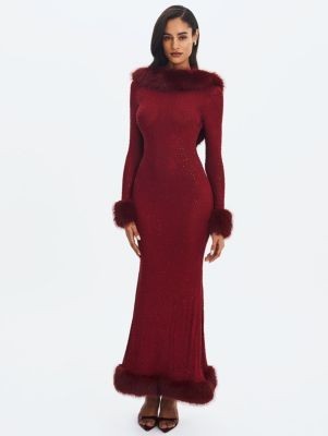 Miss Circle Melrose Rhinestone Mesh Low Back Mermaid Dress