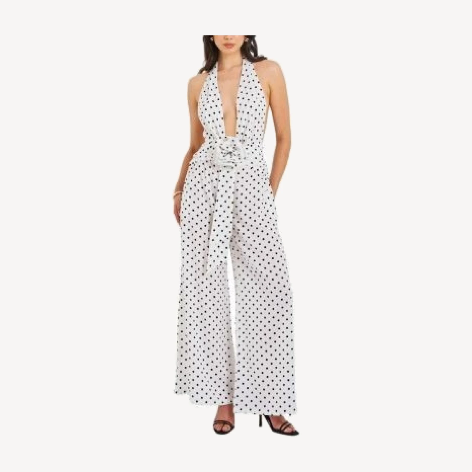 Miss Circle Orianna Polka Dots Halter Jumpsuit