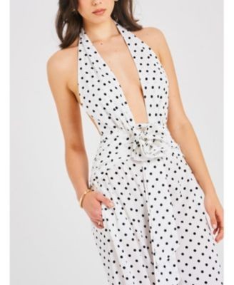 Miss Circle Orianna Polka Dots Halter Jumpsuit
