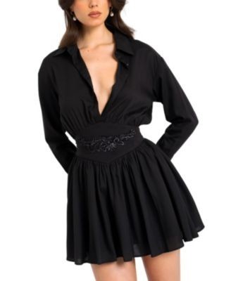 Miss Circle Jamila Embroidered Waist Shirt Style Mini Dress