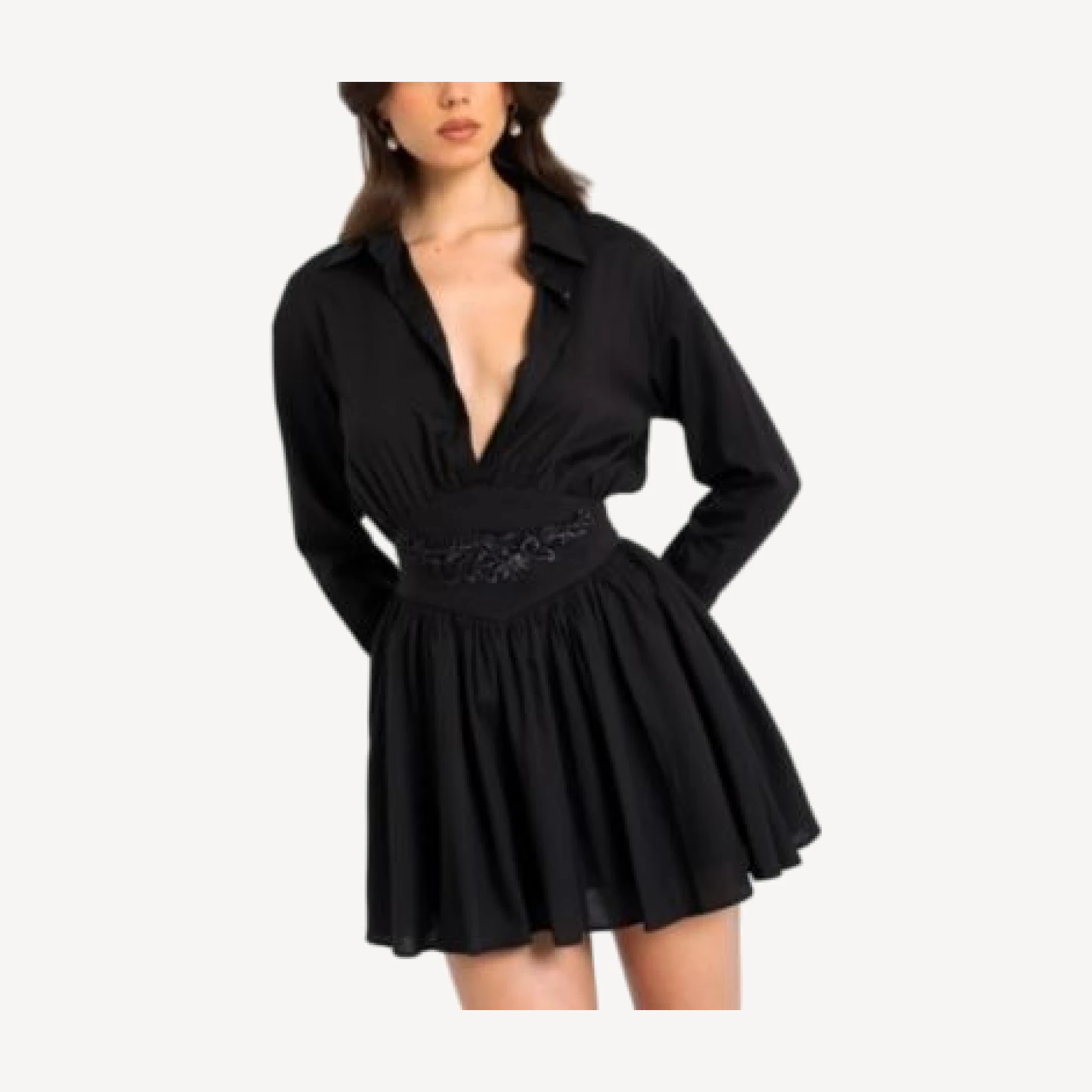 Miss Circle Jamila Embroidered Waist Shirt Style Mini Dress
