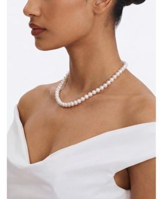 Miss Circle Freshwater Pearls Necklace with White Gold Vermeil