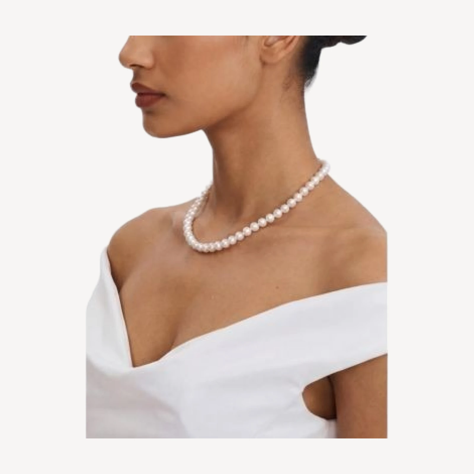 Miss Circle Freshwater Pearls Necklace with White Gold Vermeil