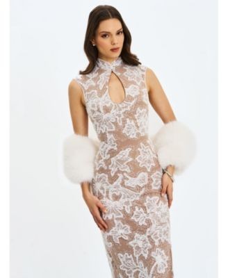 Miss Circle Tavia Beaded Teardrop Neckline Maxi Dress