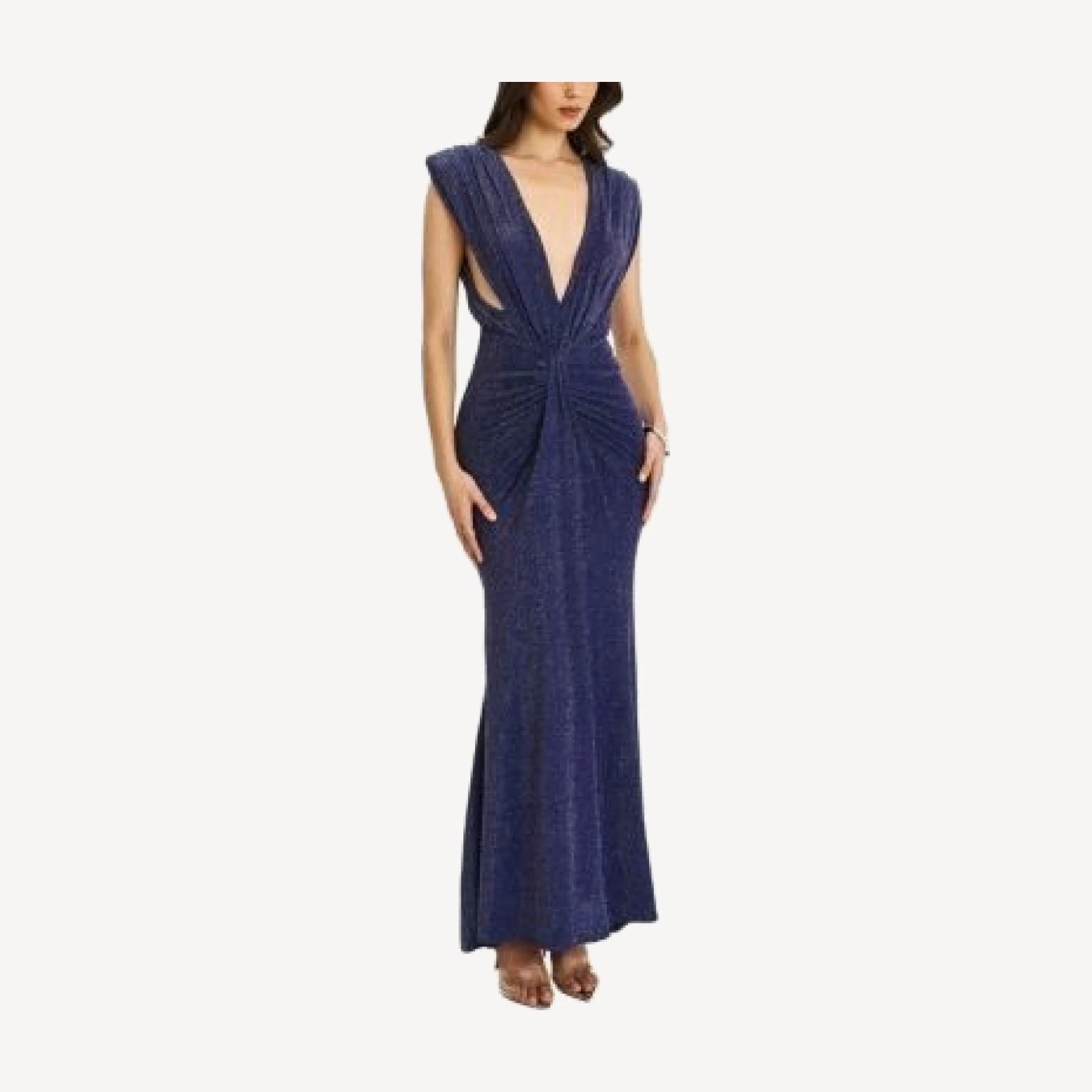 Miss Circle Terri Sparkle Plunging Backless Maxi Dress