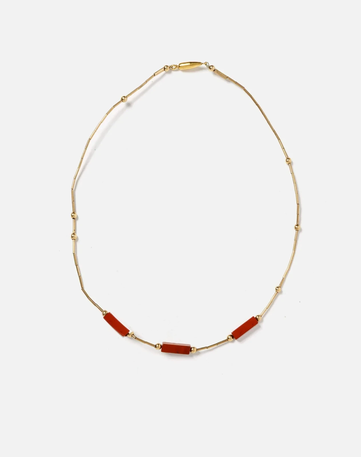 RE/DONE Vintage | 70s Gold Plated and Jasper Bead Choker Necklace | Vintage Necklaces