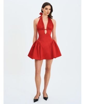 Miss Circle Peyton Plunging Halter Keyhole Mini Dress