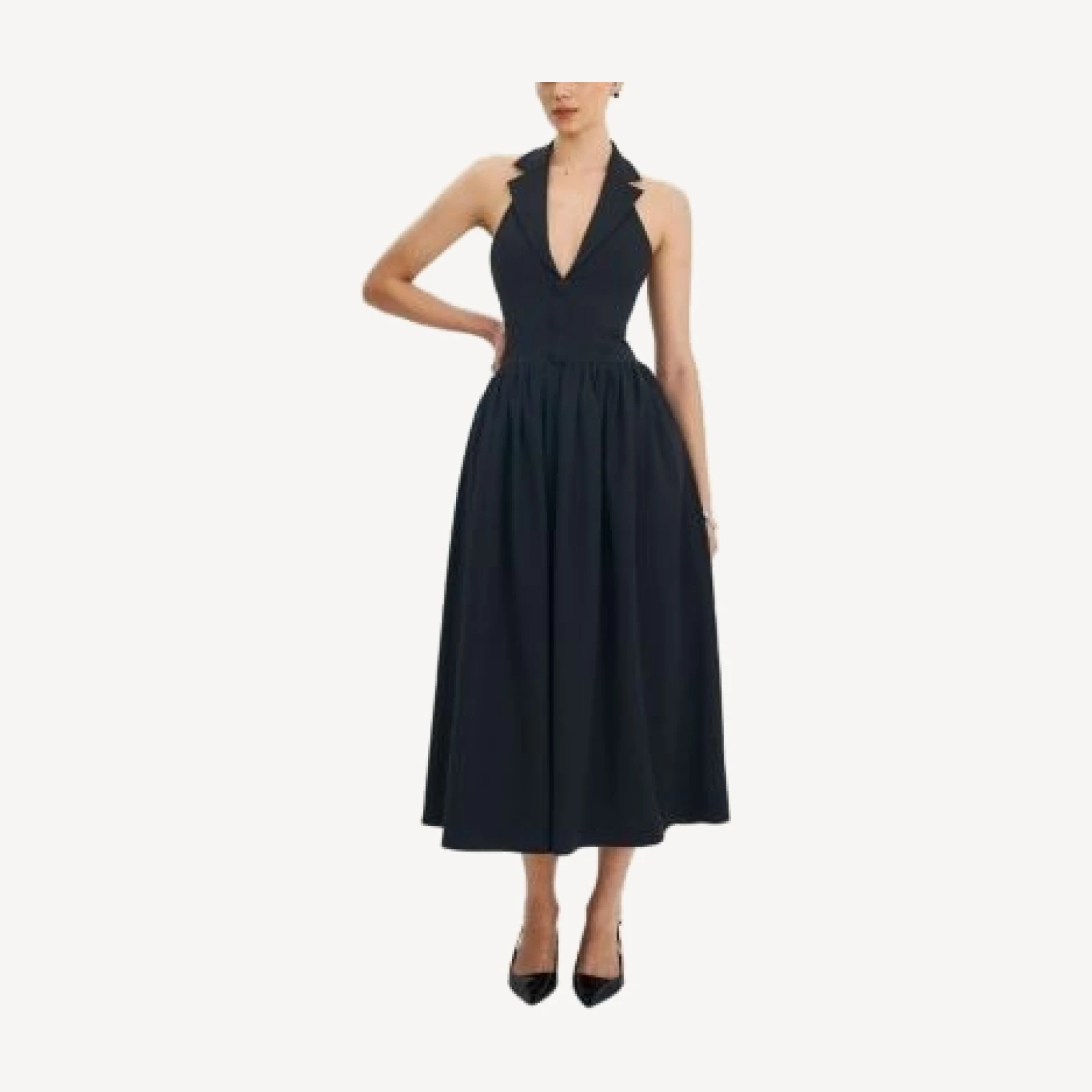 Miss Circle Delaney Lapel Halter Midi A-Line Dress