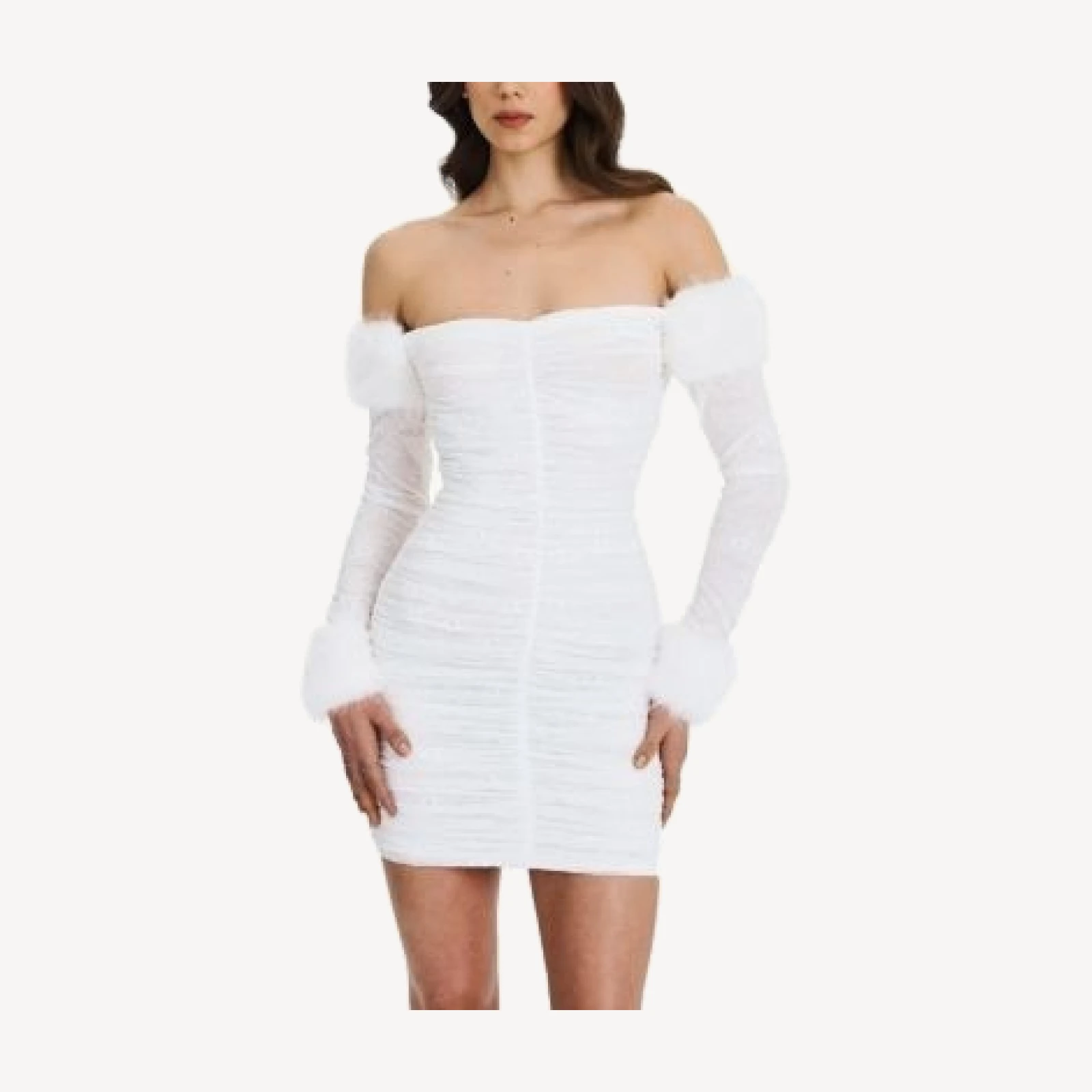Miss Circle Lani Lace Off-Shoulder Ruched Mini Dress