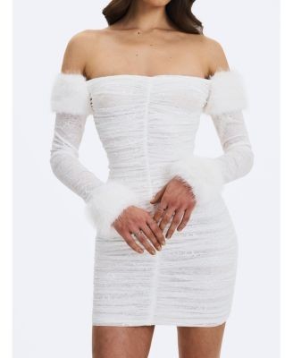 Miss Circle Lani Lace Off-Shoulder Ruched Mini Dress