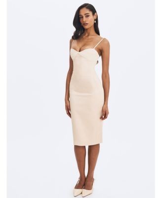 Miss Circle Gracie Ruched Satin Midi Dress