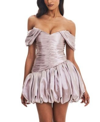 Miss Circle Milena Ruched Asymmetrical Bubble Mini Dress