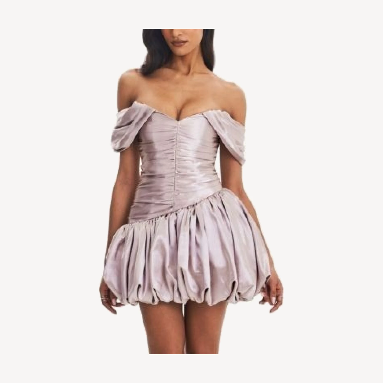 Miss Circle Milena Ruched Asymmetrical Bubble Mini Dress