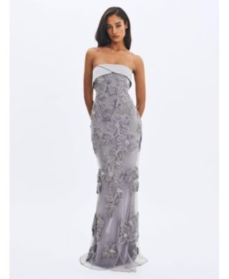 Miss Circle Raphaela Beaded Floral Strapless Mermaid Maxi Dress