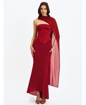 Miss Circle Giselle Peplum Mermaid Gown with Chiffon Scarf