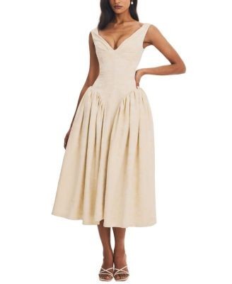 Miss Circle Chelsea Jacquard Ruched Bust Sweetheart Midi Dress