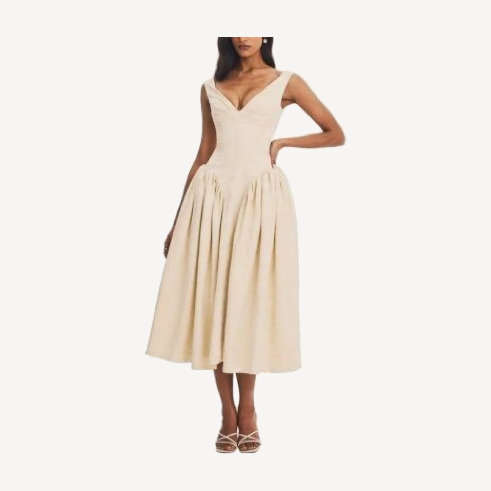 Miss Circle Chelsea Jacquard Ruched Bust Sweetheart Midi Dress