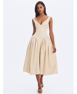 Miss Circle Chelsea Jacquard Ruched Bust Sweetheart Midi Dress