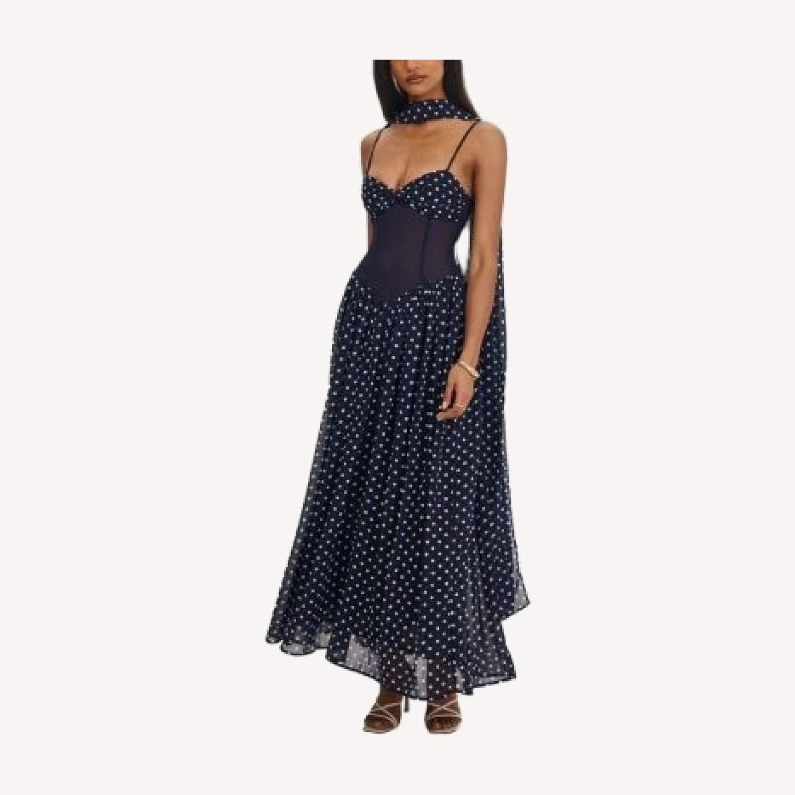 Miss Circle Juliette Polka Dot Chiffon Maxi Dress