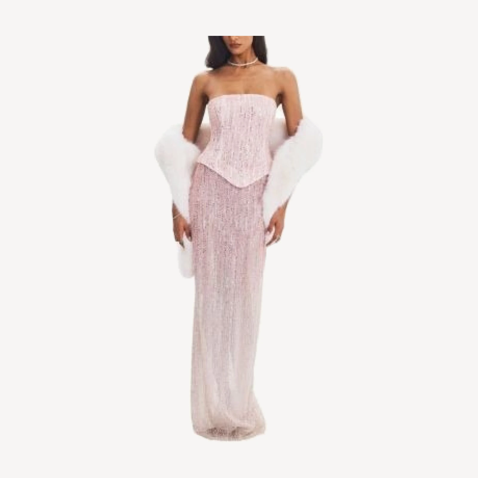 Miss Circle Tosca Beaded Gradient Strapless Maxi Dress