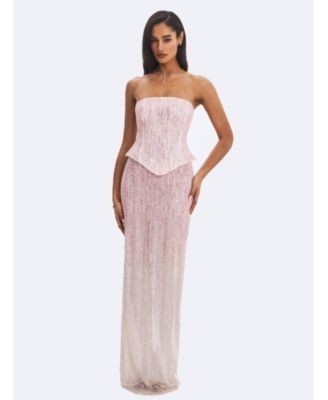Miss Circle Tosca Beaded Gradient Strapless Maxi Dress
