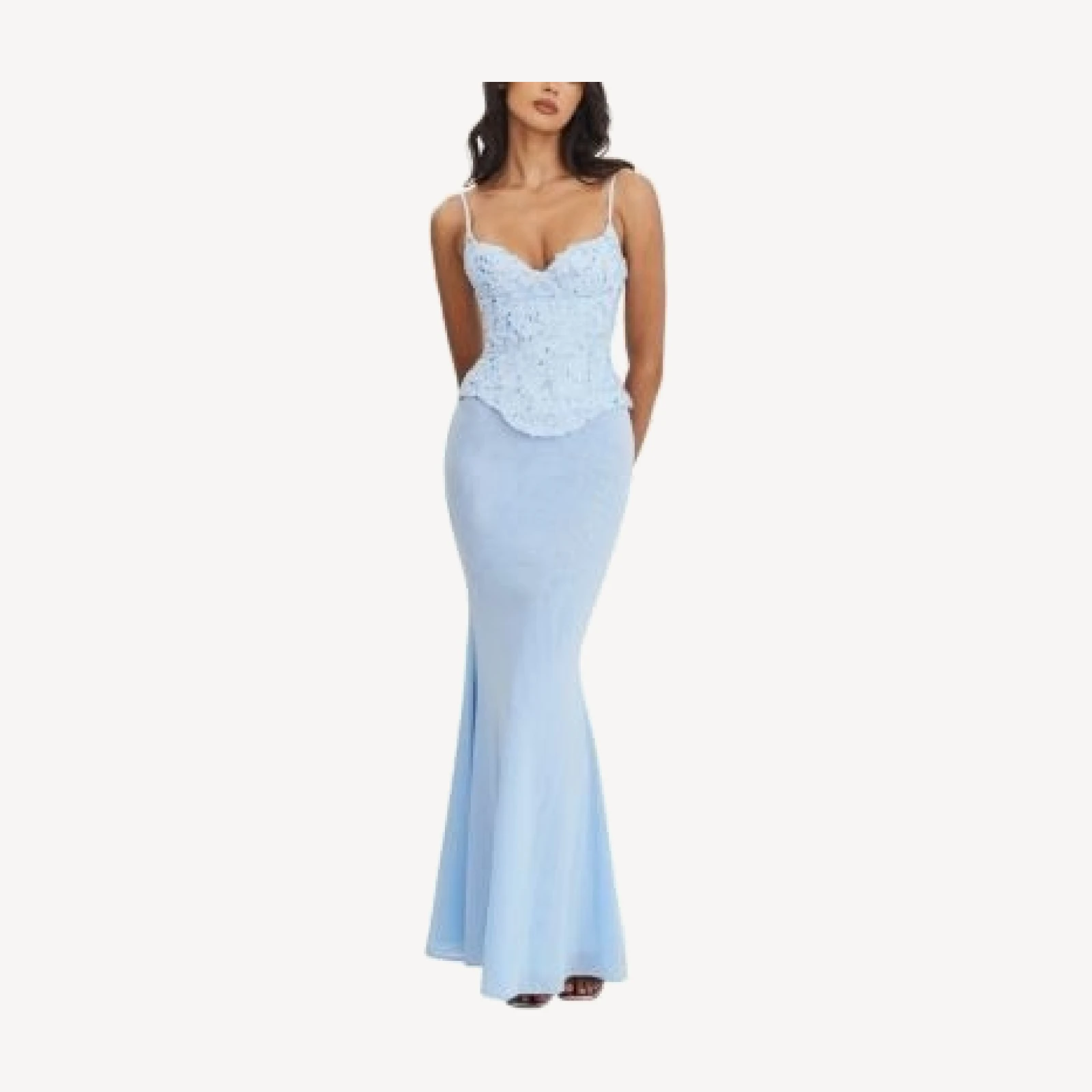 Miss Circle Aurielle Sweetheart Mermaid Peplum Maxi Dress