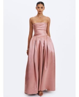 Miss Circle Willette Satin Strapless Gathered Maxi Dress
