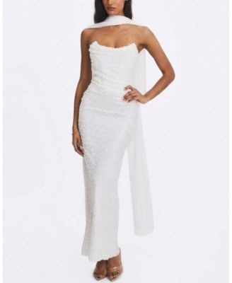 Miss Circle Myra Beaded Mesh Strapless Wedding Dress