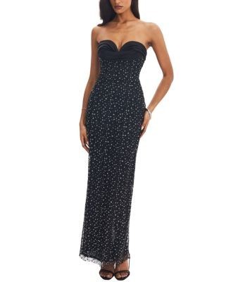 Miss Circle Preslie Satin and Crystal Mesh Sheath Maxi Dress