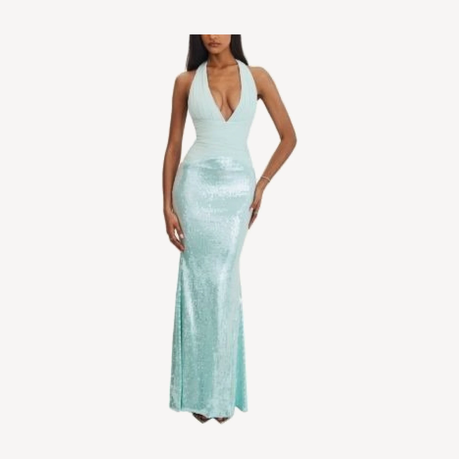 Miss Circle Wendale Sequin Plunging Mermaid Maxi Dress