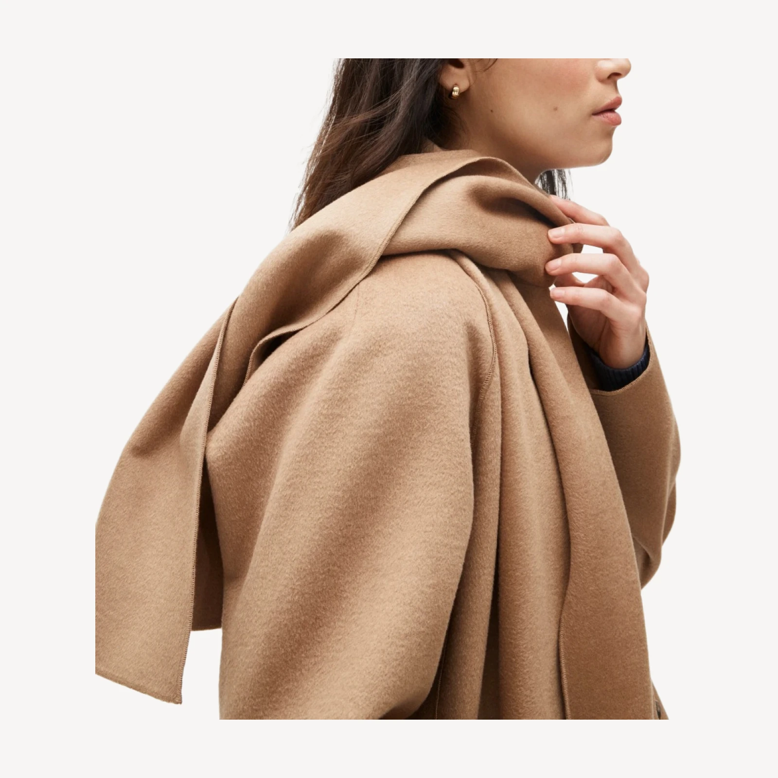 Scarf coat in drapey wool blend