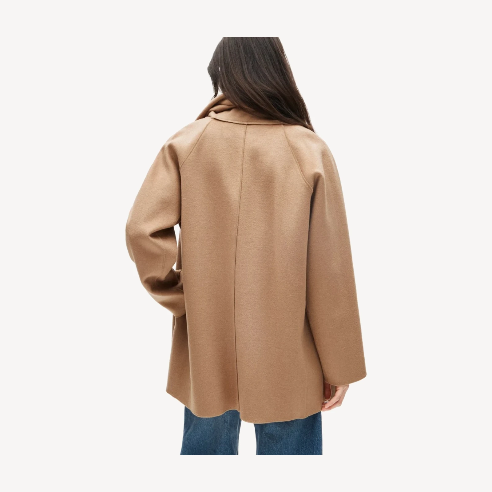 Scarf coat in drapey wool blend