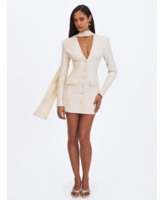 Miss Circle Jeannie Cream Blazer Mini Dress with Scarf