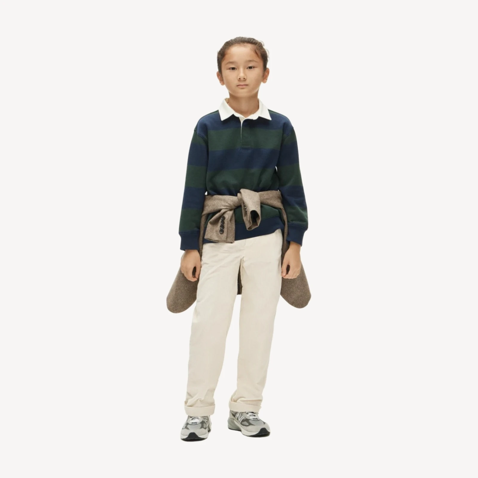 Kids' junior varsity rugby sweatshirt in striped terry