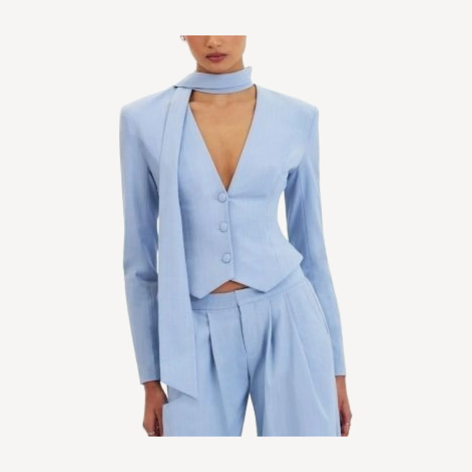 Miss Circle Renley Pinstripe Peplum Blazer