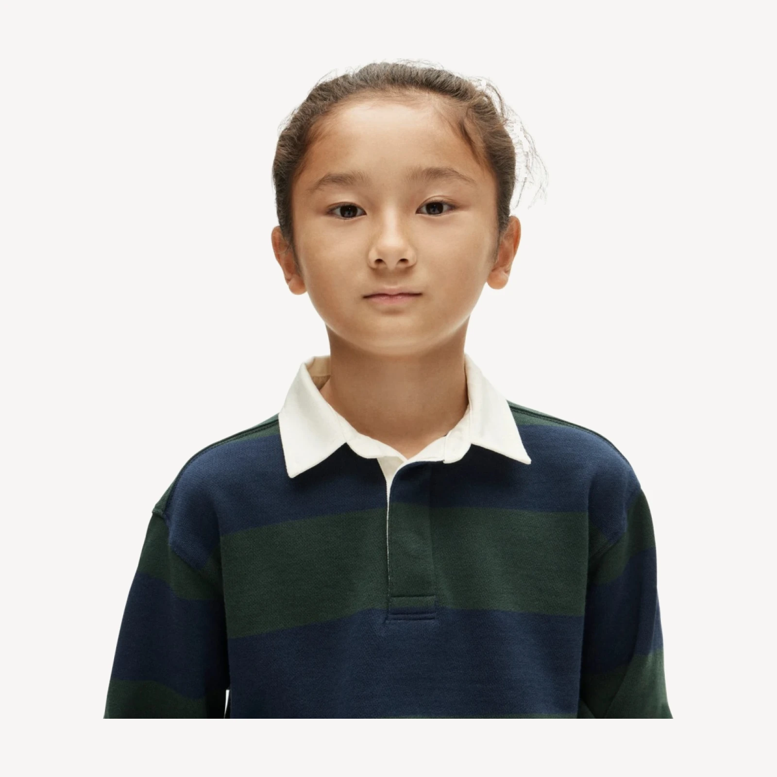 Kids' junior varsity rugby sweatshirt in striped terry