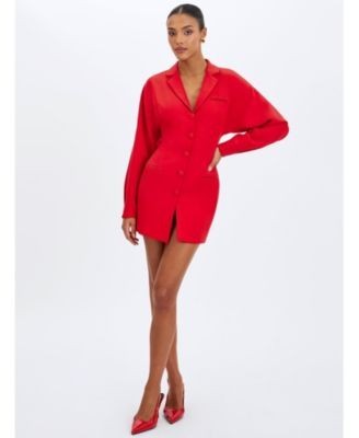 Miss Circle Blythe Cherry Red Batwing Blazer Mini Dress