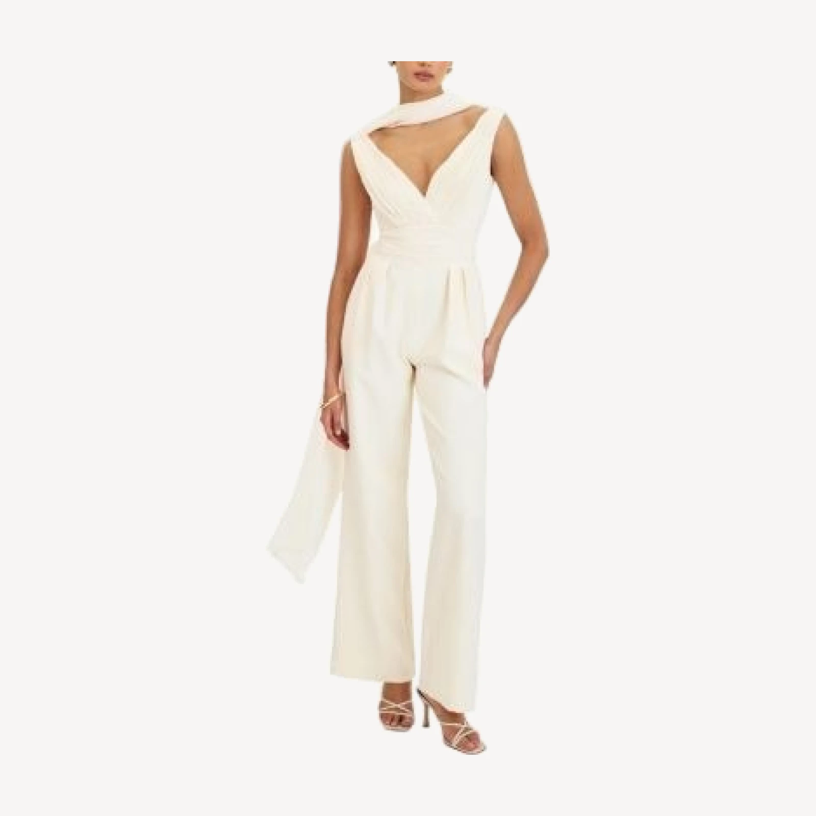 Miss Circle Harper Ruched V-Neck Jumpsuit with Scarf