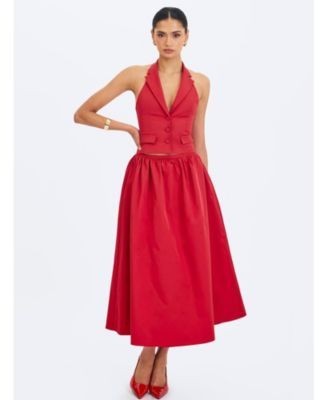 Miss Circle Ursella Halter Single-Breasted Lapel Top