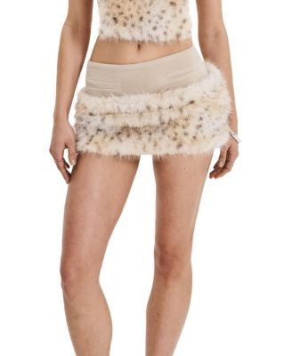 Miss Circle Sariah Suede Cheetah Low-Waisted Micro Skirt