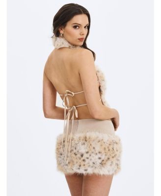 Miss Circle Sariah Suede Cheetah Low-Waisted Micro Skirt