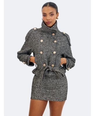 Miss Circle Sadie Tweed High Collar Belted Mini Jacket, photo 2