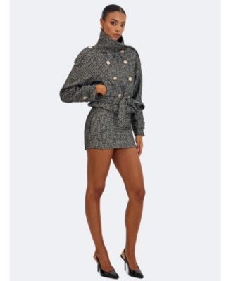 Miss Circle Sadie Tweed High Collar Belted Mini Jacket, photo 3