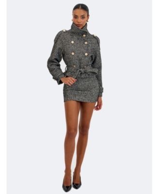 Miss Circle Sadie Tweed High Collar Belted Mini Jacket, photo 6