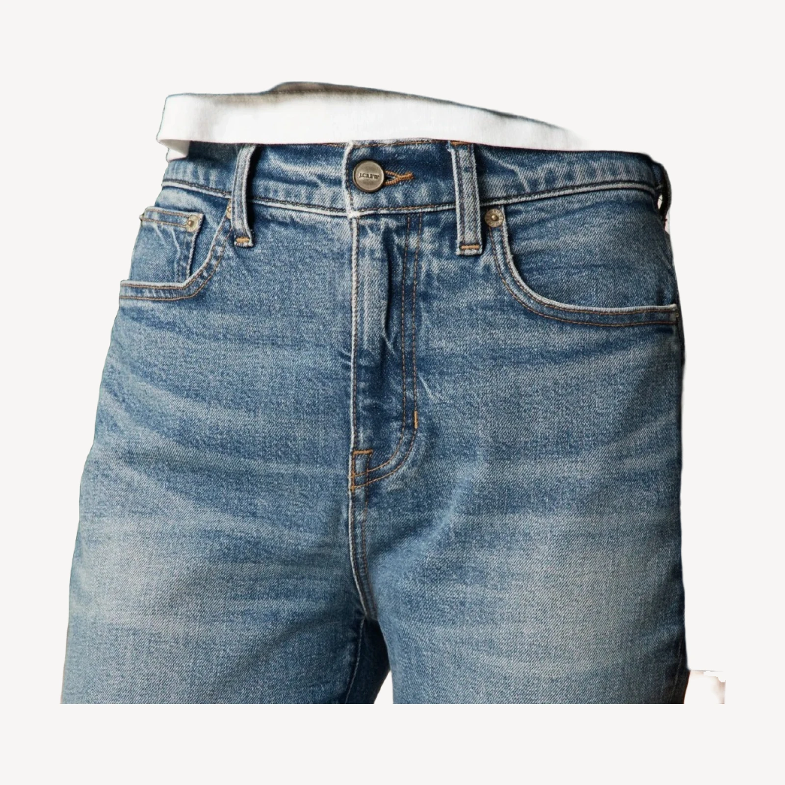 Nipped straight jean in stretch